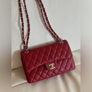 Red quilted women’s handbag